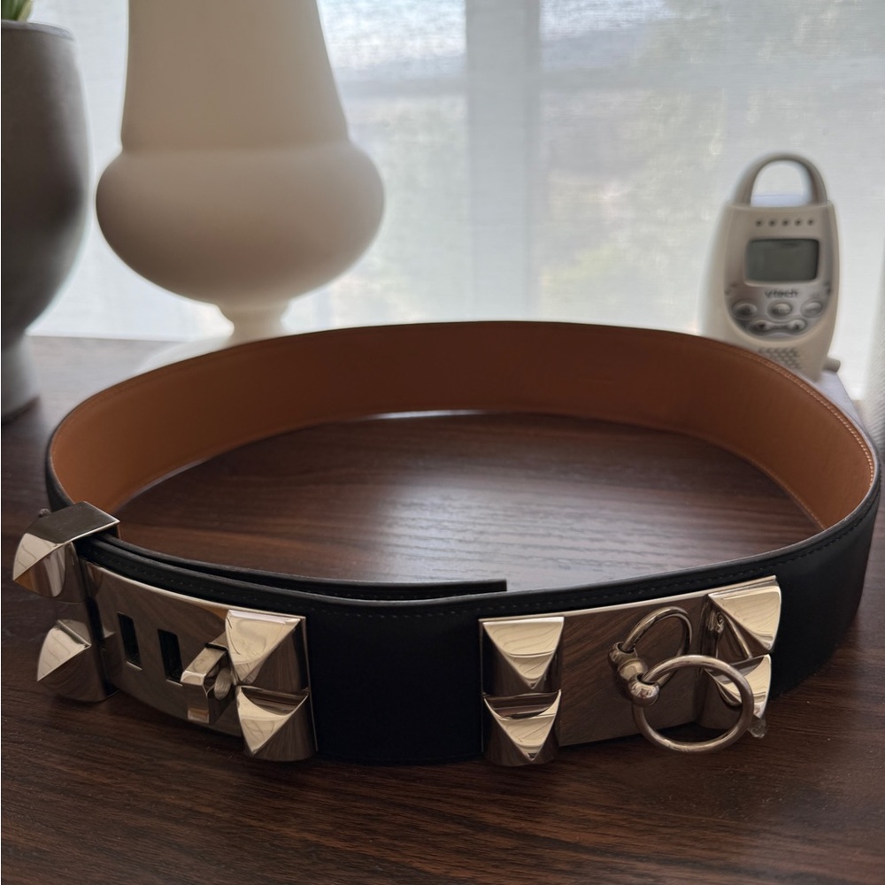 Hermès Vintage Black leather Collier de Chien ‘Médor’ waist belt
